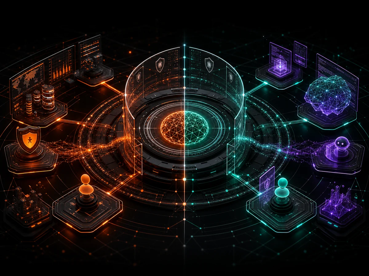 Conceptual security control plane defending enterprise systems with AI and protecting AI models